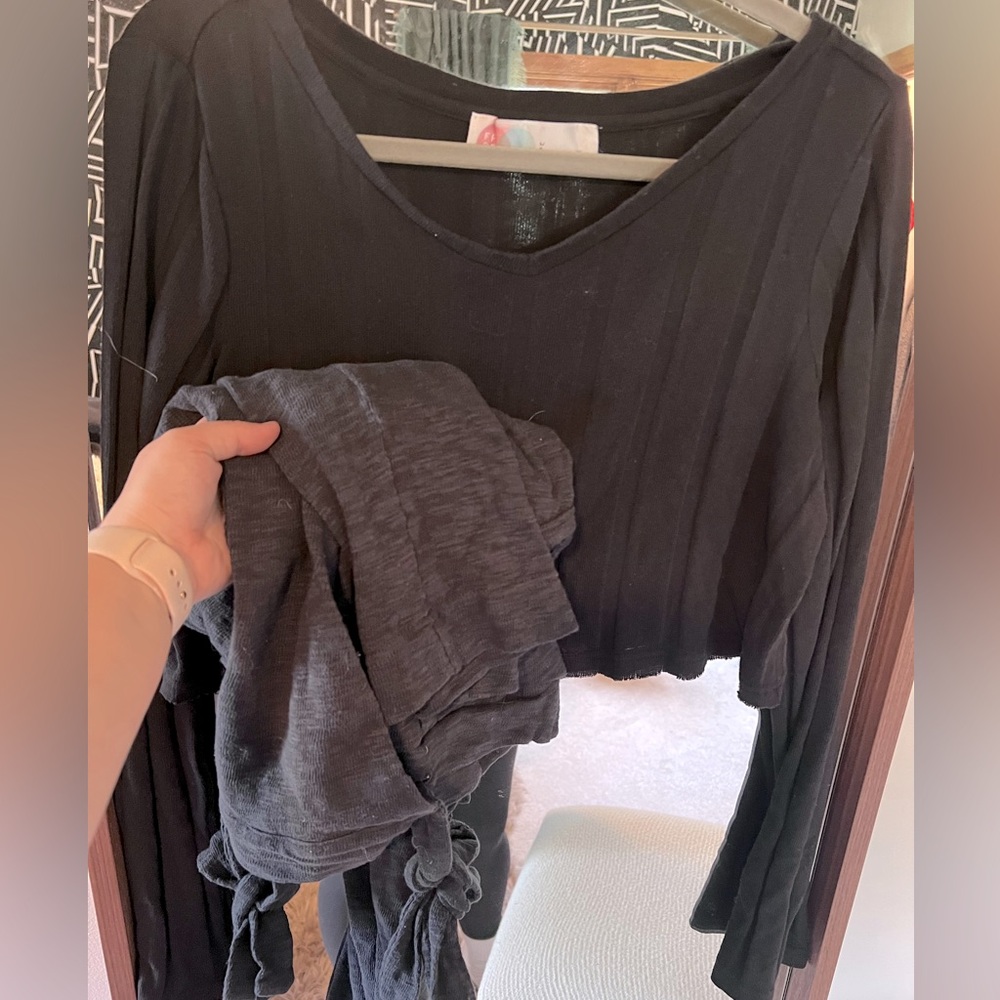 Free people beach set, black sweater top and matching bottoms